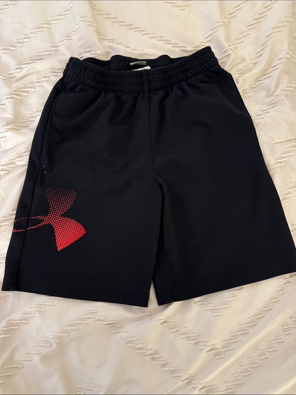 Boys’ Under Armour Black Athletic Shorts with Red Logo Accent